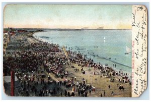 1908 Revere Beach San Sailboat Sea People Massachusetts Vintage Antique Postcard