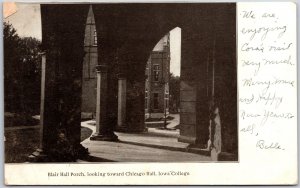 1906 Blair Hall Porch Towards Chicago Hall Iowa College IA Posted Postcard