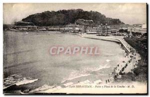 Old Postcard Spain Espana Spain San Sebastian Paseo there Playa de la Concha