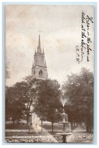 1908 A Corner Of The Park Fountain Bath Maine ME Posted Antique Postcard