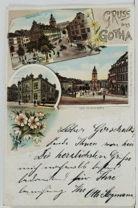 Germany Gruss Aus GOTHA Multi View c1900 to Berlin Postcard L2