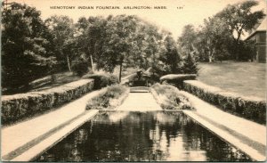 Vtg Postcard - Arlington  Massachusetts MA Menotomy Indian Fountain - UNP