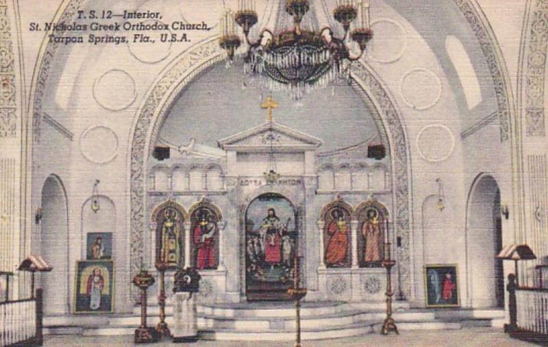 Florida Tarpon Springs St Nicholas Greek Orthodox Church Interior Curteich