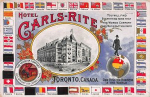 Hotel Carls-Rite, Toronto, Ontario, Canada, Early Postcard Showing 40 Flags