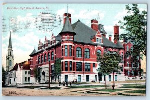 Aurora Illinois IL Postcard East Side High School Building Campus Exterior 1907