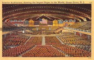 OCEAN GROVE NJ INTERIOR AUDITORIUM LARGEST ORGAN IN THE WORLD POSTCARD c1940s