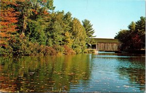 Autumn Millpond Old Sturbridge Village Covered Bridge Dumerston VT Postcard 