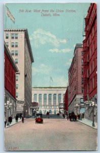 Duluth Minnesota MN Postcard 5th Ave. West Union Station Exterior c1913 Vintage