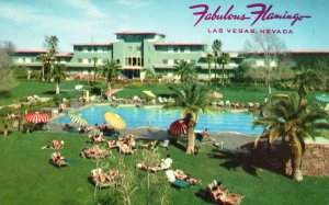 Vintage Postcard View Of Fabulous Flamingo Hotel Olympic Pool Las Vegas Nevada