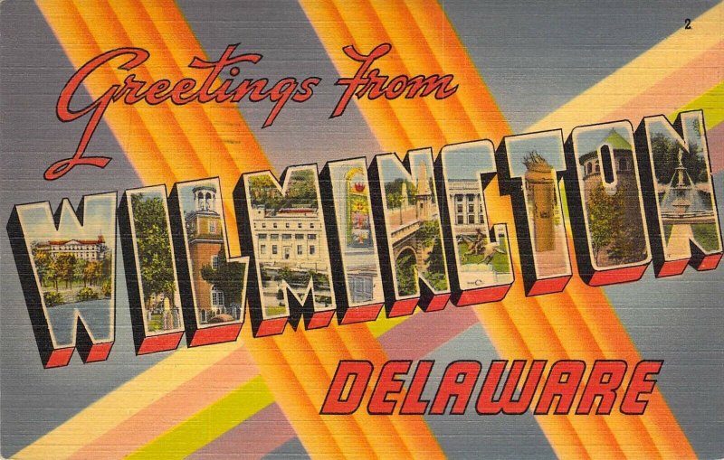 Beautiful Linen Large Letter, Wilmington, DE, Message, Old Postcard