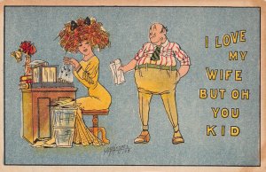 Boss Secretary ROMANCE~I Love My Wife But OH YOU KID~1910s COMIC POSTCARD