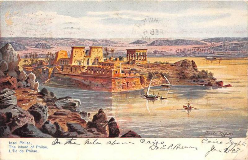 13646 Egypt  Insel Philae, The Island of Philae  Artist  signed Plyilee