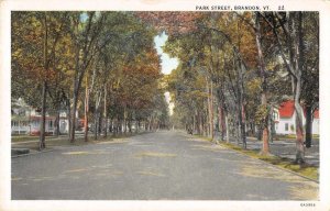 Brandon Vermont Park Street Vintage Postcard AA8138