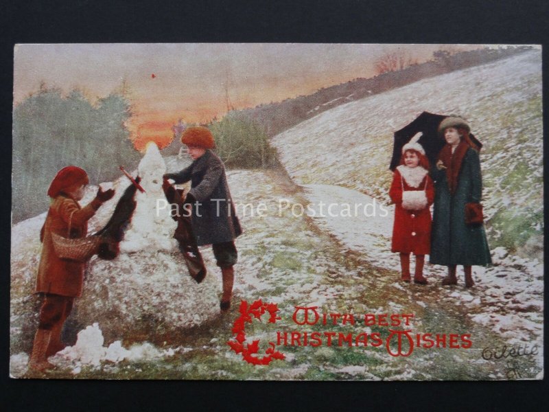 Christmas Greeting WITH BEST CHRISTMAS WISHES c1907 Raphael Tuck Postcard 8502