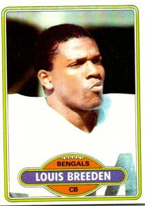 1980 Topps Football Card Louis Breedon CB Cincinnati Bengals sun0441