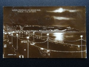 Isle of Man DOUGLAS (By Night) Queen's Promenade & Onchan Hd c1920's RP Postcard