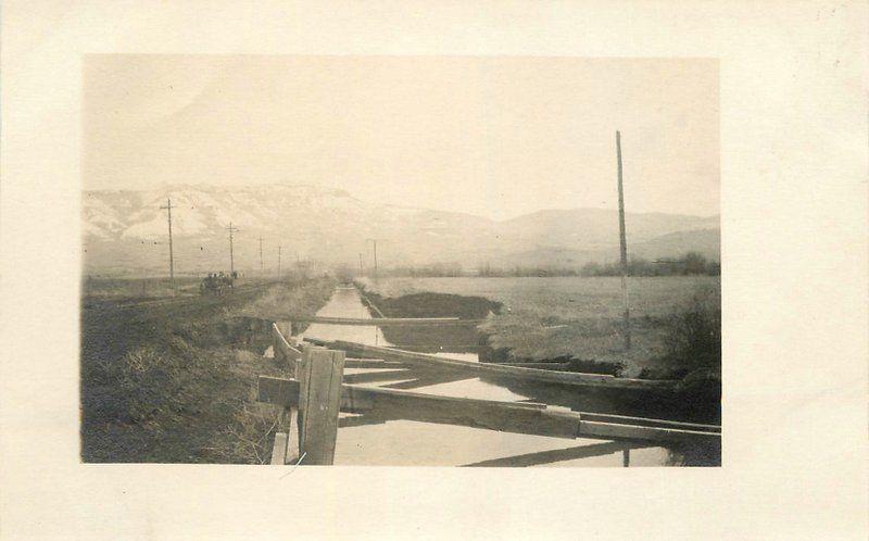 Agriculture Farming Irrigation Canal Mountain Snow Frame like c-1910  RPPC 1273