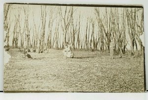 RPPC Woman and Man Catching A Chicken Postcard H11