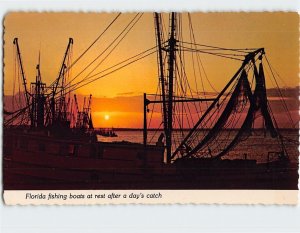 Postcard Florida fishing boats at rest after a day's catch, Florida