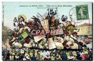 Old Postcard Nice Carnival 1909 Chariot beautiful Meuniere Windmill