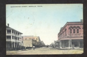 BEEVILLE TEXAS DOWNTOWN WASHINGTON STREET SCENE HC VINTAGE POSTCARD