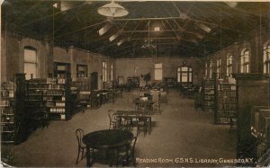 Postcard New York Geneseo Reading Room GSNS Library interior 23-2440
