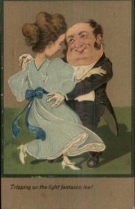 PFB Caricature Art Couple Dancing The Light Fantastic Toe c1910 Postcard