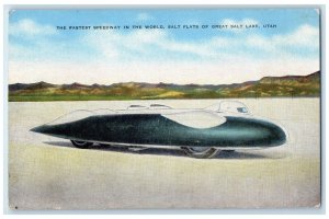 c1950's Fastest Speedway in the World Salt Flats of Great Salt Lake UT Postcard