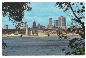 Montreal Skyline And Harbour, Quebec Vintage Chrome Postcard