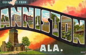 Alabama Greetings From Anniston Large Letter Linen 1943 Curteich