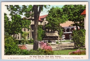 1920-40's THE HYDE PARK INN VERMONT HAND-COLORED ALBERTYPE POSTCARD