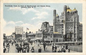 Boardwalk, Marlborough & Dennis Hotel, Atlantic City, NJ 1917 Vintage Postcard