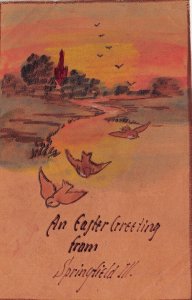 SPRINGFIELD ILLINOIS IL~AN EASTER GREETING~1907 LEATHER POSTCARD