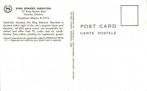 Canada Toronto The King Edward Sheraton Chrome Postcard 08.68