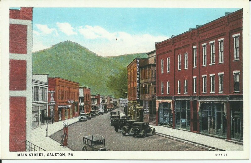 Galeton Potter County Pennsylvania Main Street View Hotel Gas Pump 1915