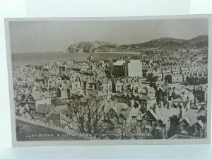Aerial View of Llandudno & Little Orme From Haulfre Gardens Vintage RP Postcard