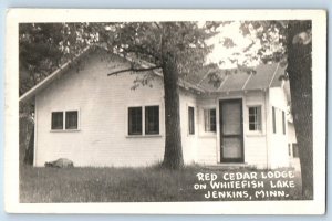 Jenkins MN Postcard RPPC Photo Red Cedar Lodge On Whitefish Lake 1949 Vintage