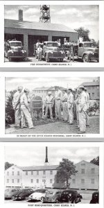 3~MILITARY Postcards CAMP KILMER, NJ New Jersey FIRE DEPARTMENT~TROOPS~POST HQ
