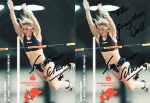 Sabine Schulte German High Jump Athletics 2x Hand Signed Photo s