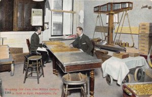 Philadelphia Pennsylvania Weighing Gold Coins Bank Interior Postcard AA82882