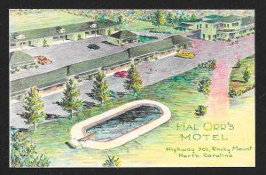 Hal Orrs Motel Pool & Restaurant Rocky Mount NC Unused c1950s