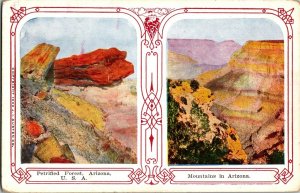 Multi View, Petrified Forest and Mountains, AZ Vintage Postcard H79