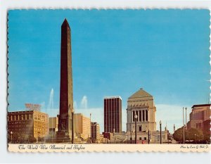 Postcard The World War Memorial and Skyline, Indianapolis, Indiana