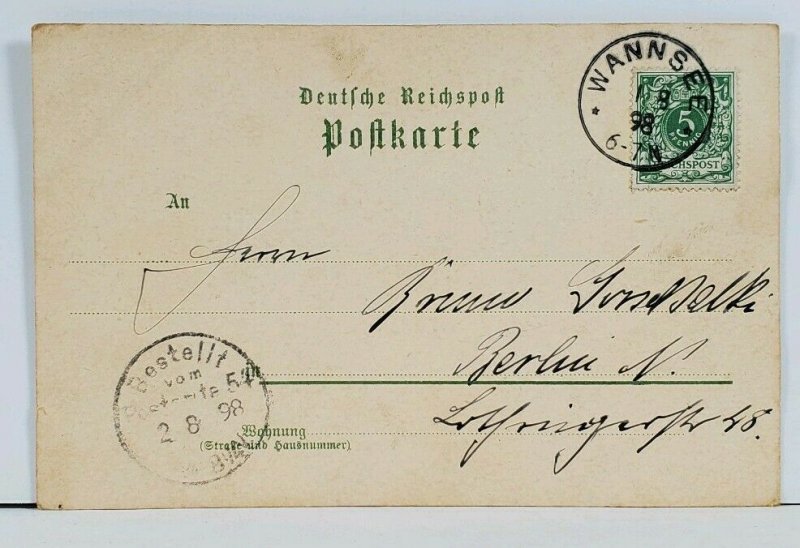 Germany Gruss aus WANNSEE 1898 Restaurant Villa Brettschneider Postcard L1