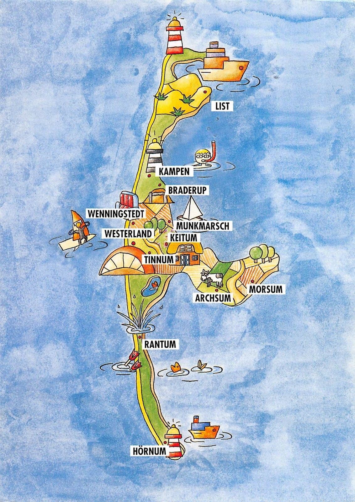 Map Sylt Germany : Schematic Map Of Sylt Island Germany Together With