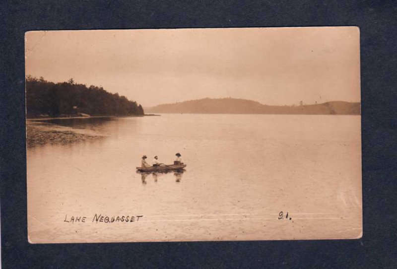 ME Lake Nequasset  Boat Woolwich Maine Real Photo Postcard RPPC 1912