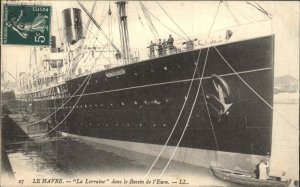 Le Havre France La Lorraine Steamship Steamer c1910 Vintage Postcard