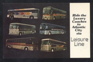 ATLANTIC CITY NEW JERSEY NJ LEISURE LINE BUS ADVERTISING POSTCARD BUSES