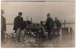 1904-1918 RPPC Fishing Fisherman Men Occupational Dock Haul Real Photo Postcard