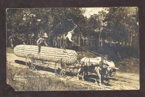 RPPC WH MARTIN EXAGGERATION DE SOTO KANSAS FARMING CORN REAL PHOTO POSTCARD